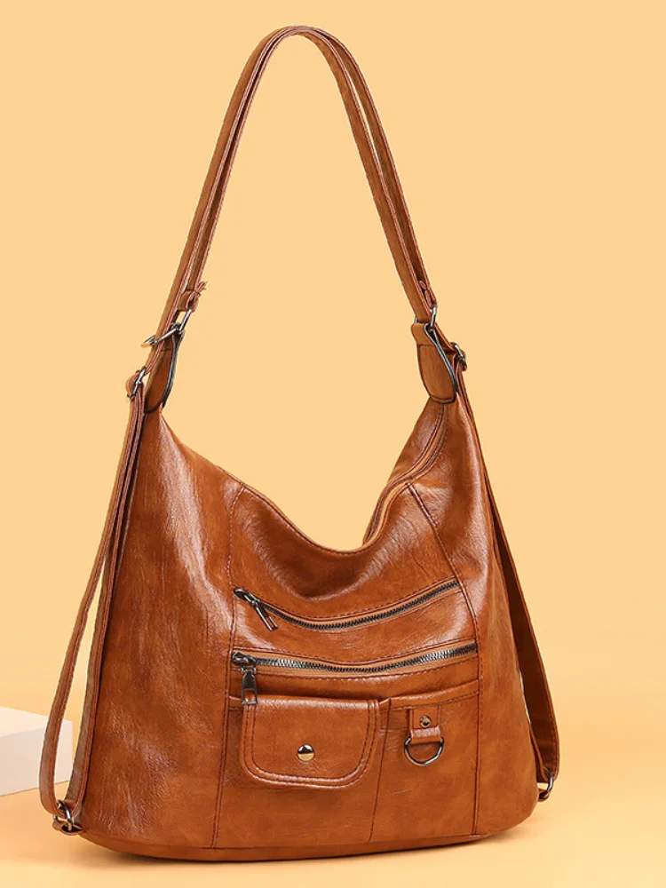 Vintage Multi Pocket Soft Leather Bag