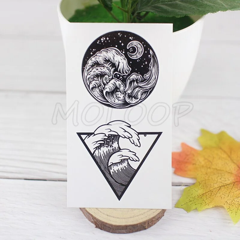 Tattoo Sticker Pine Tree Christmas Plant Black Hand Body Art Water Transfer Temporary Fake Tatto Flash Tatoo for Kid Girl Men
