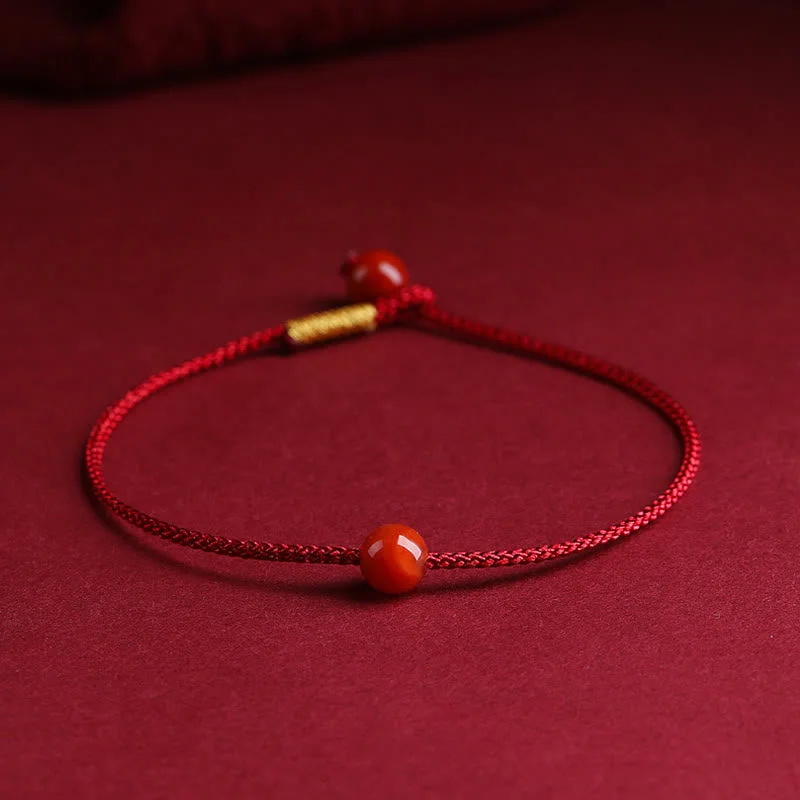 Cinnabar Red Agate Blessing Red String Bracelet