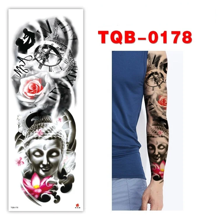 Full Arm Series Temporary Tattoo Full Arm Tattoo Sticker Lasting Waterproof Sweat Flower Arm Full Arm Tattoo Big Picture Sticker