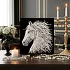 Peinture de perles de cheval maison avec cadre en bois 30x30 cm art en perles