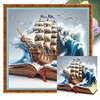 Sailboat In Book-11CT Stamped Cross Stitch 40*40cm/15.75*15.75in tapestrymarket