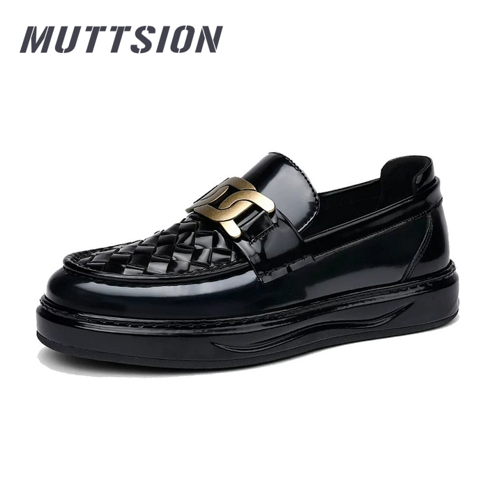 MUTTSION Cowhide Woven Business Casual Leather Shoes MUTTSION.COM MUTTSION