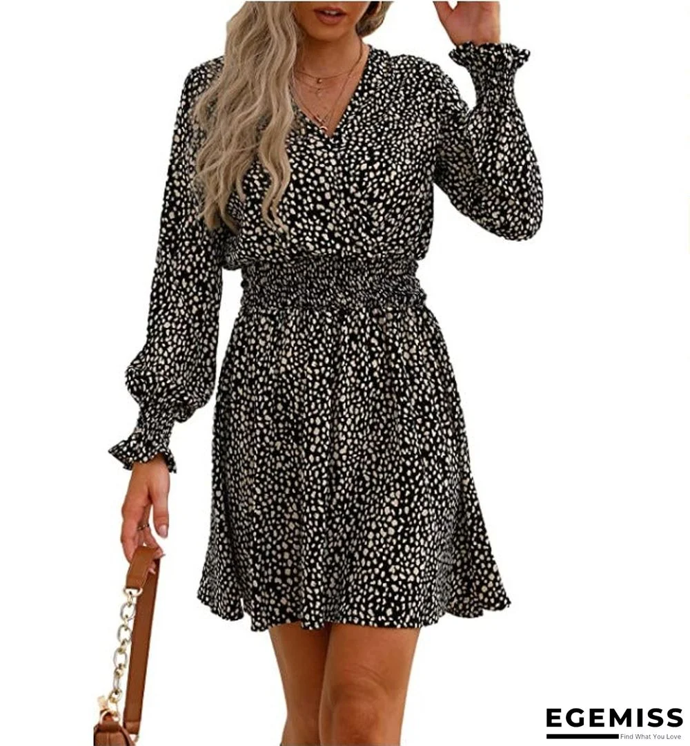 V-neck Printed Casual Women's Dress | EGEMISS