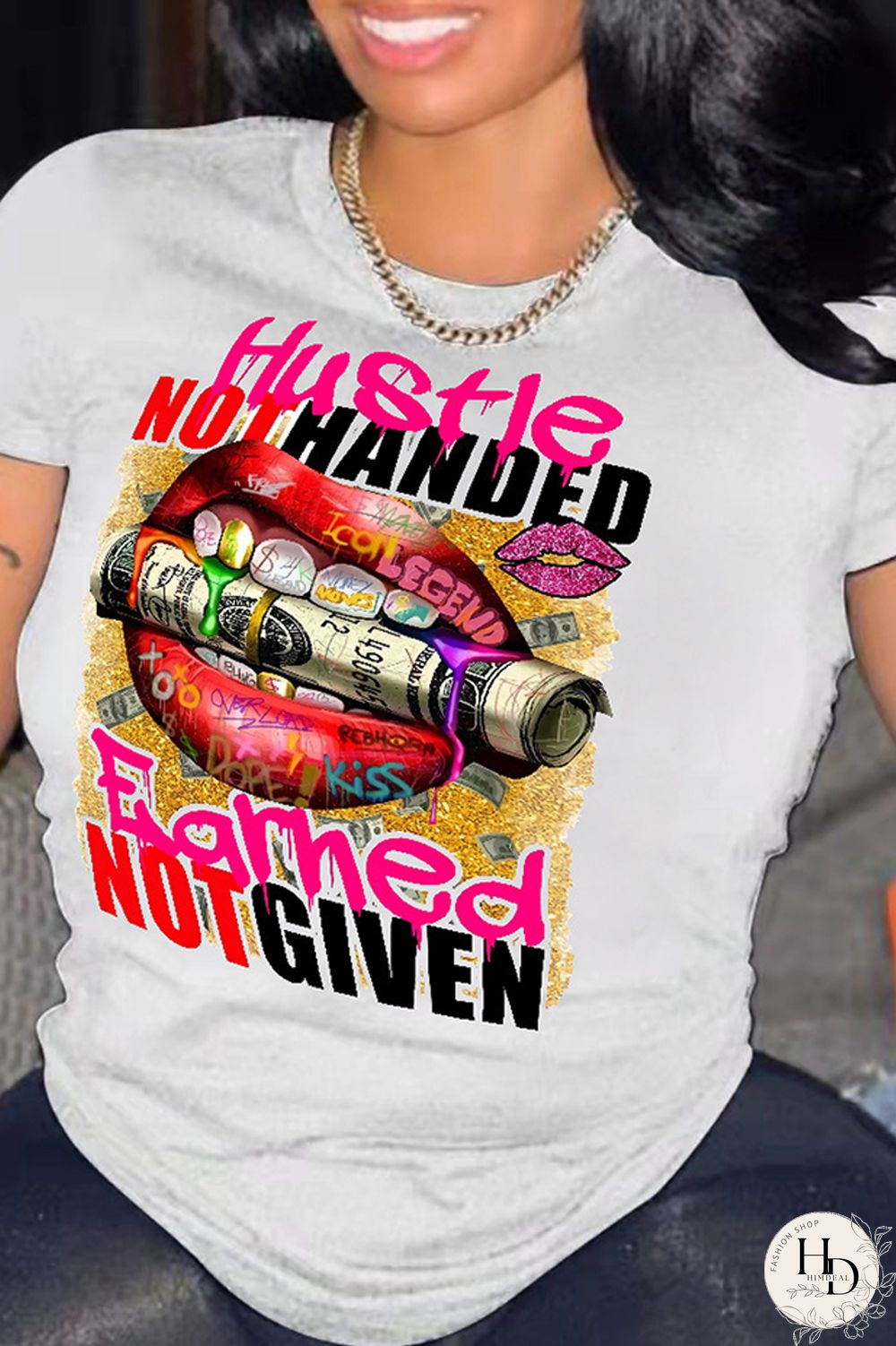 Black Fashion Casual Print Basic O Neck T-Shirts