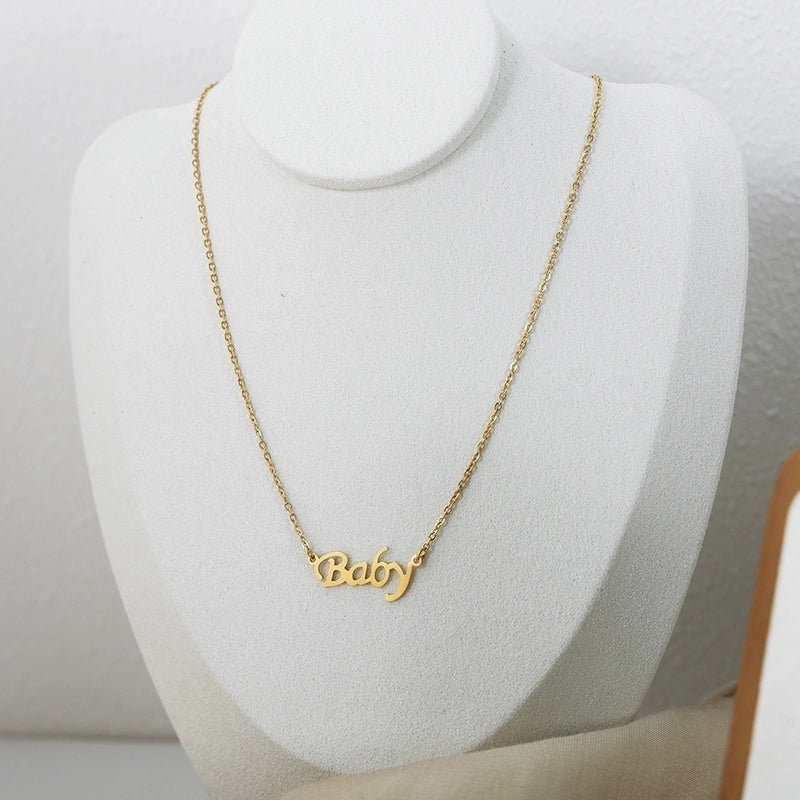 Sweet Solid Color Titanium Steel 18K Gold Plated Plating Necklace