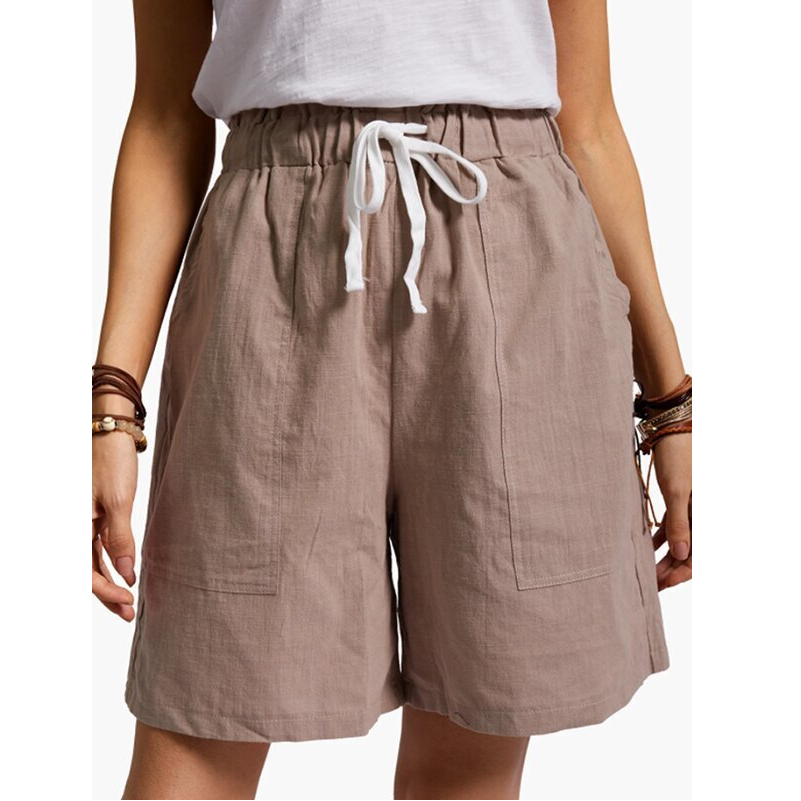 Casual Solid Patch Pocket Shorts