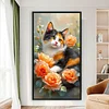 Diamond Painting - Full Round Drill - Cat and Flowers(Canvas|40*70cm)
