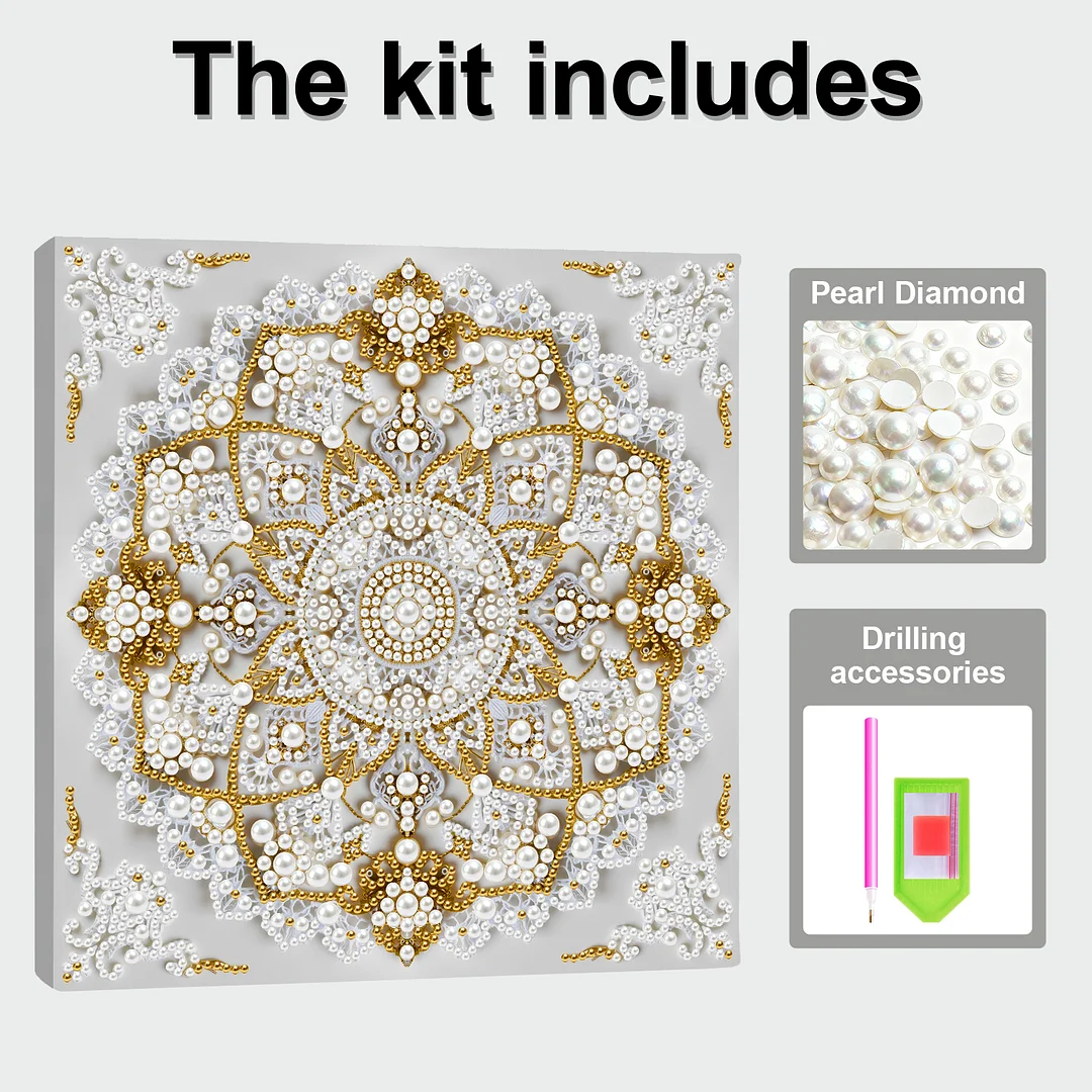 Mandala DIY Pearl Diamond Art Kit for Adults Home Decor 25x25cm With Frame