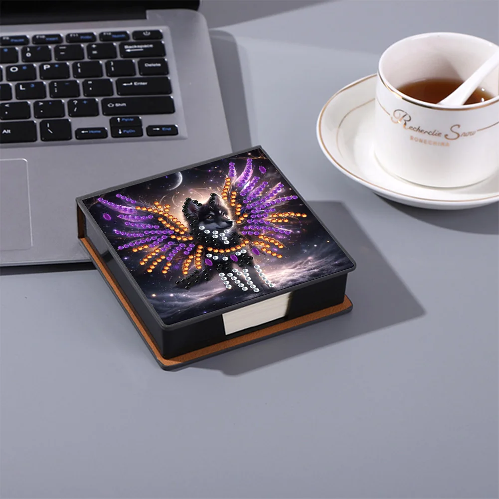 PU 5D Diamond Painting Kit Note Box DIY Diamond Art Notepad Box (Wolf)