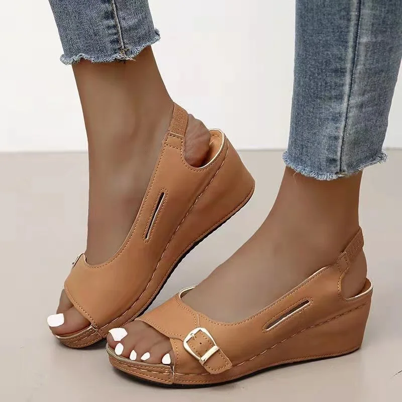 2022 Female  Heels Shoes Women Summer Comfortable Sandals Slip-on Flat Sandals Platform