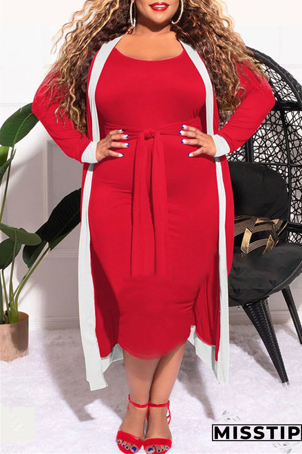 Blue Fashion Casual Solid Patchwork O Neck Plus Size Two Pieces