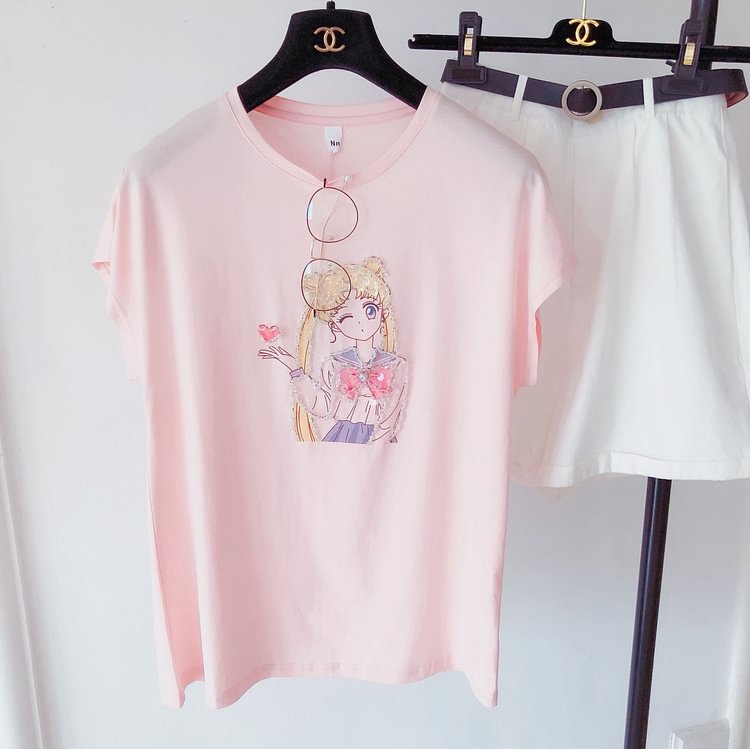 Sailor Moon Usage Paillette Tee Shirt SP14368