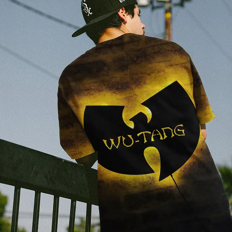 Black Bird Print Yellow Full Print T-shirt