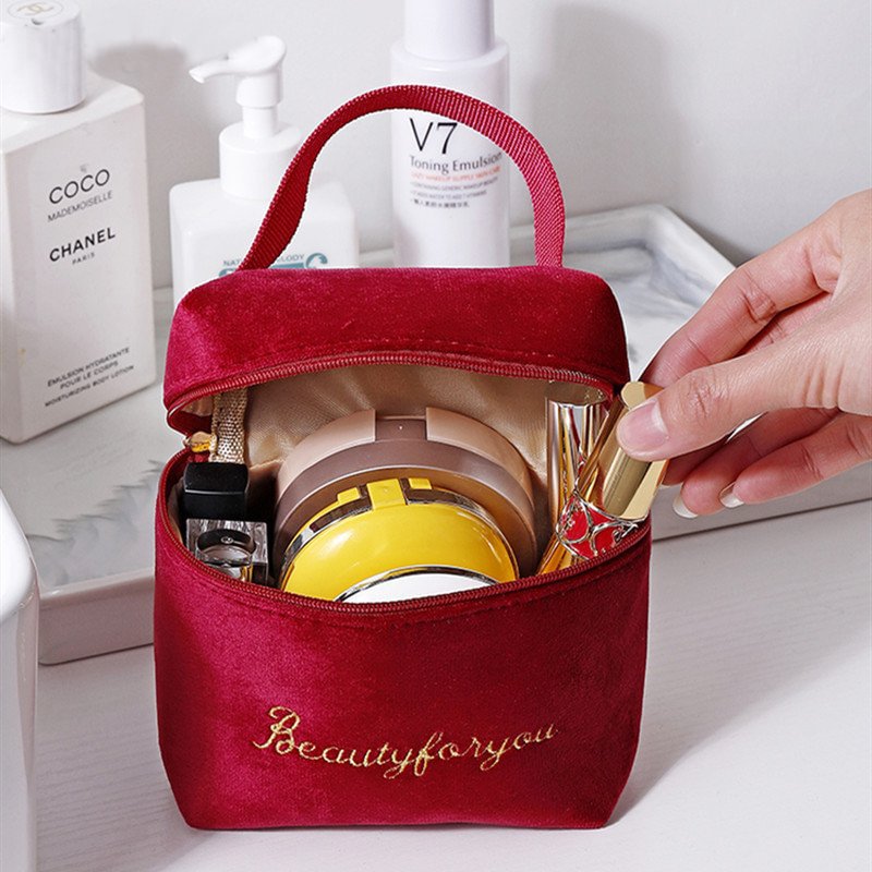 Velvet makeup bag ladies travel storage bag