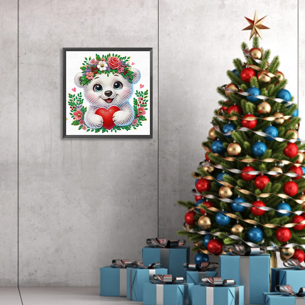 Diamond Painting - Partial Special Shaped Drill - Flowers Bear(Canvas|30*30cm)