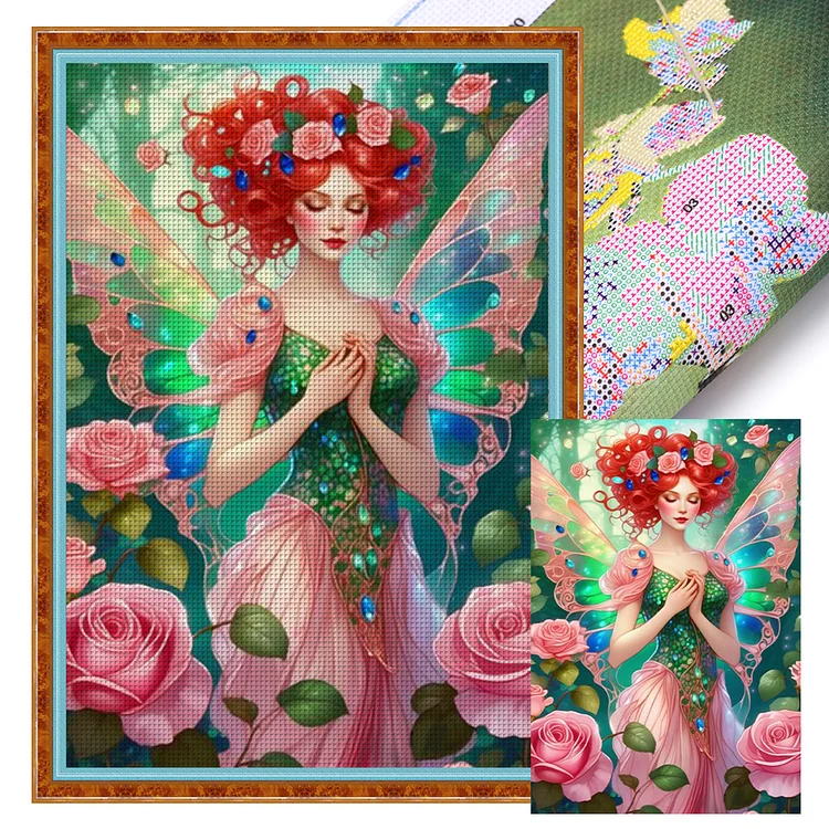 【Huacan Brand】Butterfly Elf 14CT Stamped Cross Stitch 40*60CM