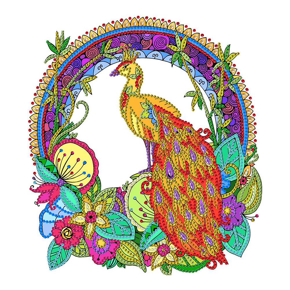 

30*30CM - Special Shaped Diamond Painting - Flower Peafowl, 501 Original