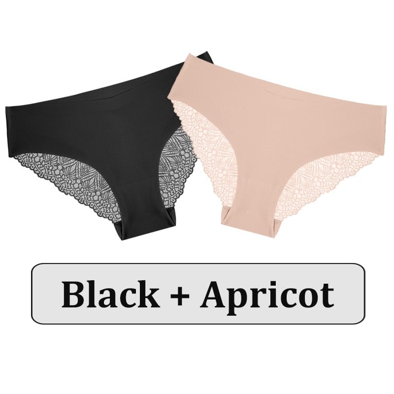 2PCS/Set Lace Panties Women Underwear Seamless Lingerie Sexy Panties Female Underpants Briefs Floral Lace Patchwork Woman Pantys