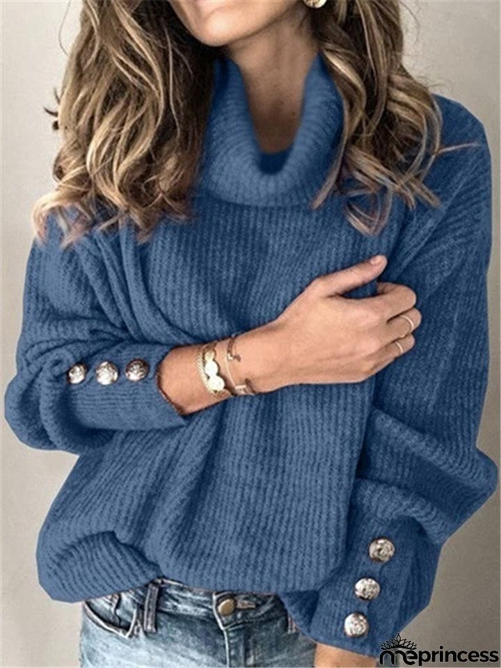 Women's Fashion Casual Solid Color Turtleneck Sweater