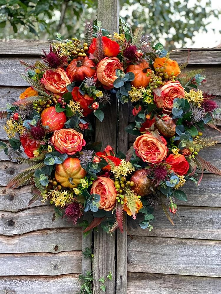 🔥Last Day 49% Off🔥 Fall Peony And Pumpkin Wreath - Year Round Wreath