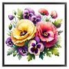 Pansy-Partial 11CT Stamped Cross Stitch Bead Embroidery 36*36cm/14.17*14.17in tapestrymarket
