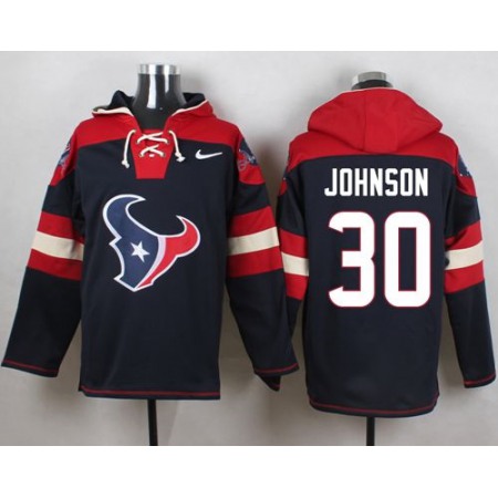 Texans #30 Kevin Johnson Navy Blue Player Pullover NFL Hoodie