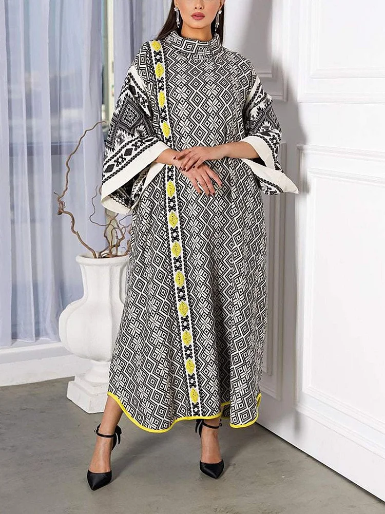 Ethnic Geometric Print Dress