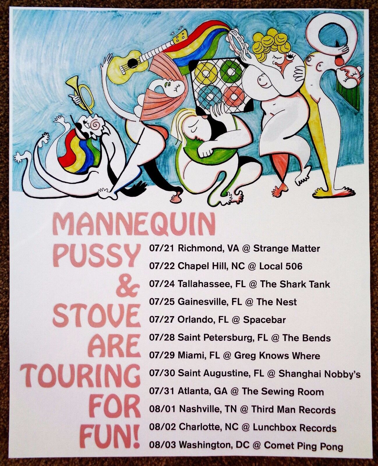 MANNEQUIN PUSSY 2016 Tour POSTER Gig Concert July-August