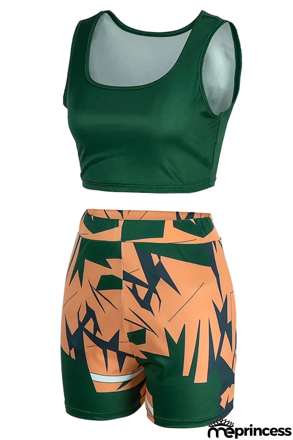 Red Casual Print Patchwork U Neck Sleeveless Two Pieces