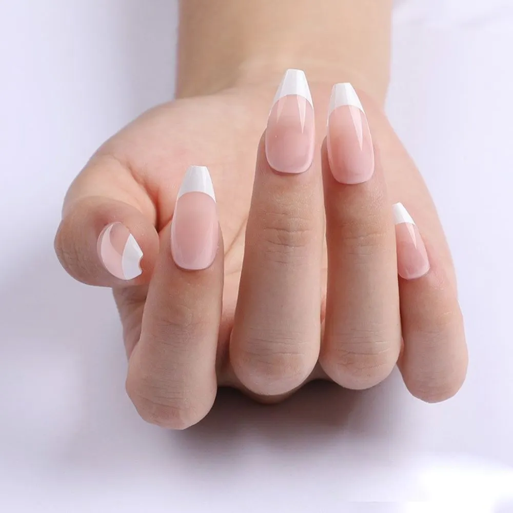 24Pcs Heart Detachable Ballerina False Nails With Butterfly Decorate Full Cover Artificial Wearable Coffin Press On Nails Tips-Nail Inspo