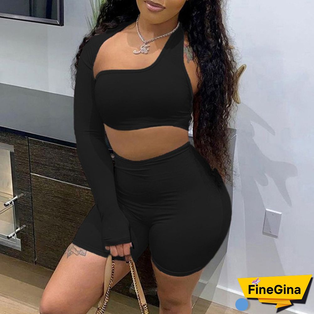 New Fashion Women Long Sleeve Crop Tops Sets Two Piece Set Slim Shirts Short Skirts Party Suit Two Piece Outfits
