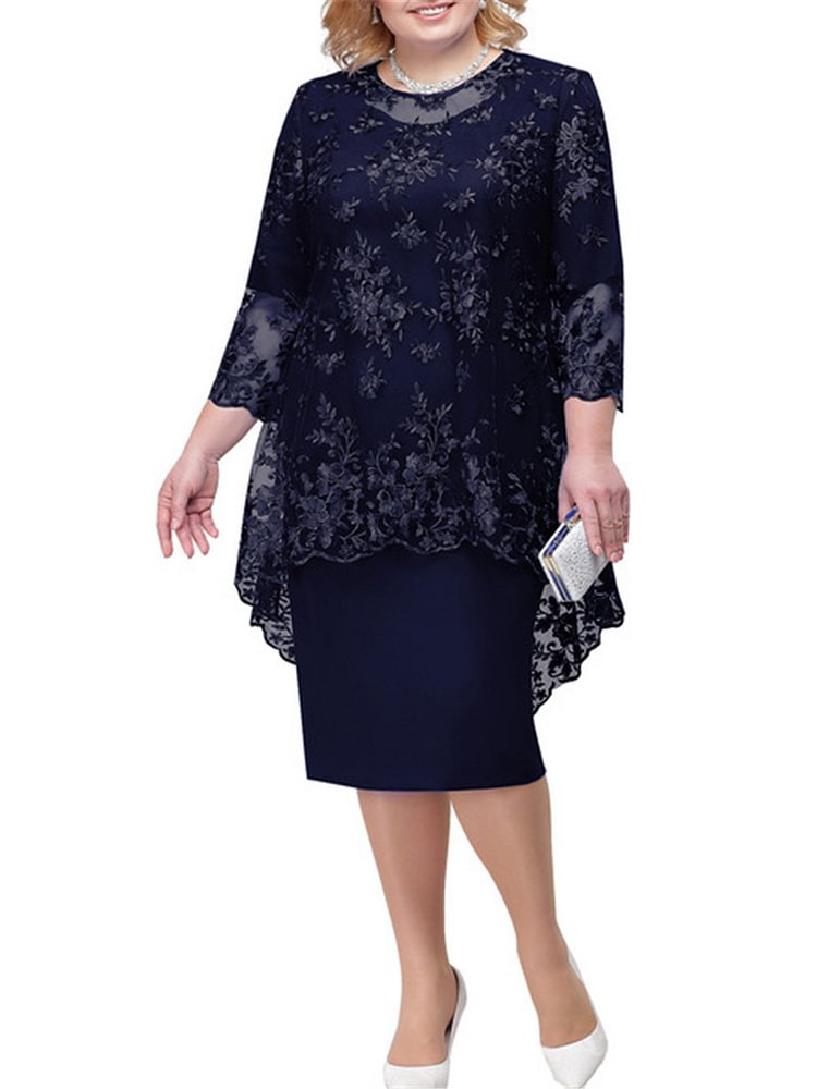 Women's Evening Dress Two piece Lace Embroidery Dress