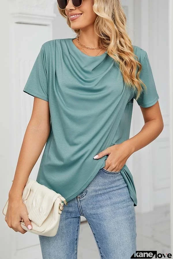 Something Casual Cowl Neck Wrap T-shirt