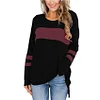 Women's Color Matching Long-sleeved Round Neck T-shirt