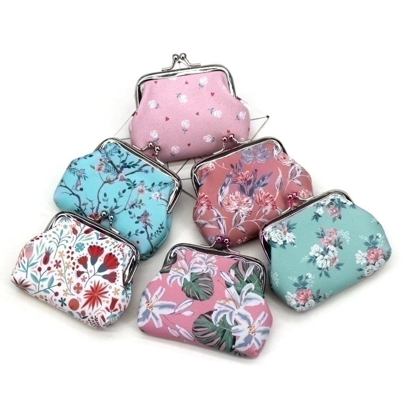 Women’s Flower Pu Leather Buckle Coin Purses