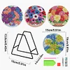 4PCS Wooden Diamond Painted Placemats Round Placemat with Holder (Bouquet)