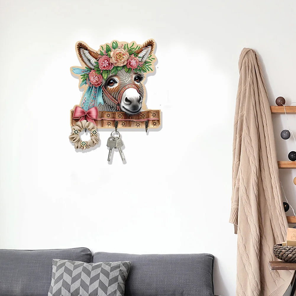 DIY Donkey 3 Hooks Diamond Painting Pet Hook Rail Diamond Art Hanging Hooks