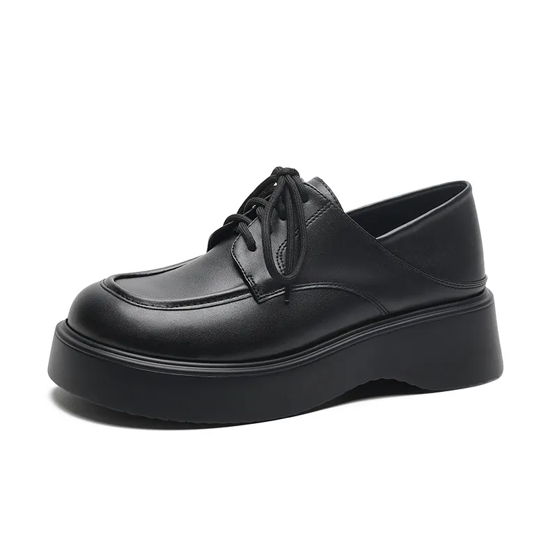 Brownm Brownm New Strap Platform Platform Small Leather Shoes Female Bound British Wind College With Skirt Loafers Single Shoes