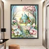 >SALE<Full Embroidery Eco-cotton Thread 16CT Print Flower Castle Cross Stitch 50x60cm
