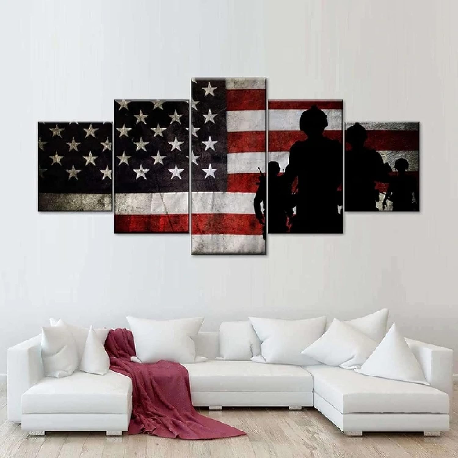 WYMY 5 Panel Canvas Painting Home Decoration Wall Military Heroes Frameless 5 Pieces Canvas Prints Wall Art Artwork Pictures Living Room Hd Posters(150x80cm/60x32inch)