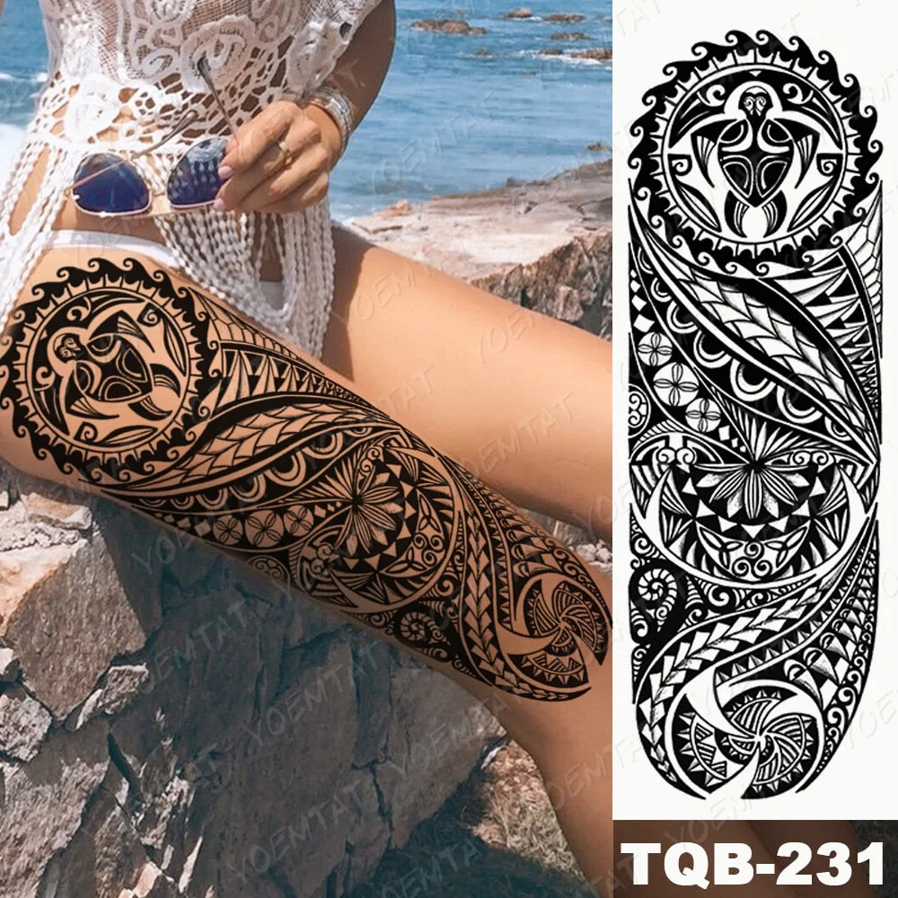 Men Full Arm Waterproof Temporary Tattoo Sticker Clock Rose Tiger Totem Transfer Body Art Fake Tatoo Cool sexy tato Woman