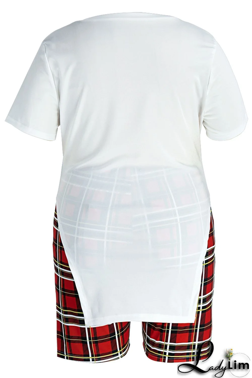 Yellow Fashion Casual Letter Print Slit O Neck Plus Size Two Pieces