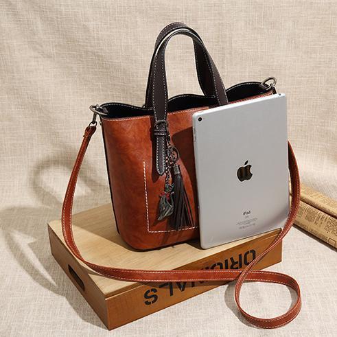 Ladies retro handbag wild large-capacity bucket bag retro single shoulder messenger bag