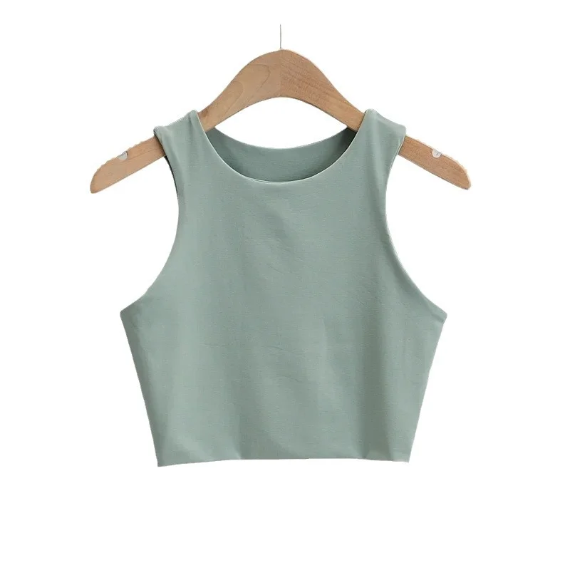 Churchf Churchf Yoga Female Training Double Layer Ultra Short Solid Color Vest