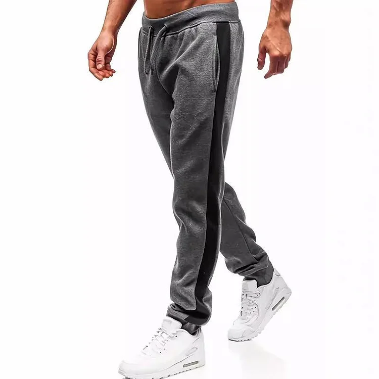 Men's Fleece Casual Side Stitching Single-strip Sports Pants 99804210X