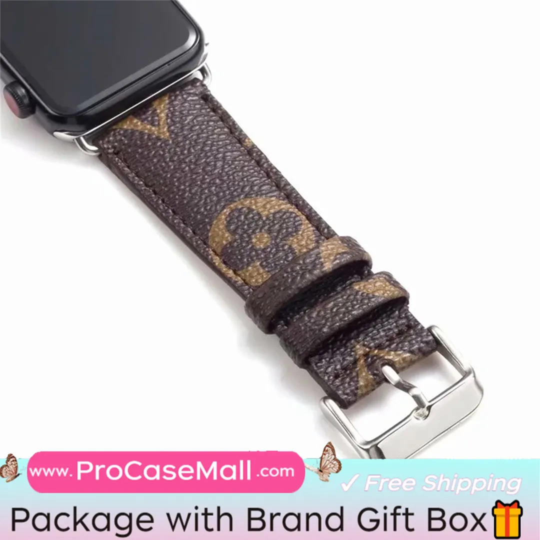 Classic LV Monogram Leather Checkerboard Canvas Apple Watch Strap