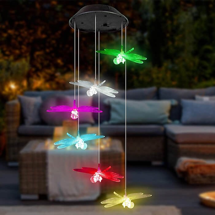 Solar Dragonfly Wind Chimes/ Light Up Garden Ornaments/ Unique Gifts