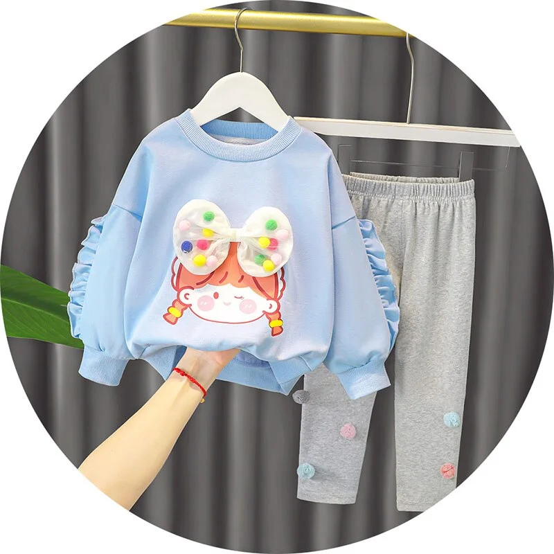 Spring And Autumn New Female Baby Outer Wear Party Casual Cute Autumn Style Children's Clothes Cartoon Two-Piece Suit