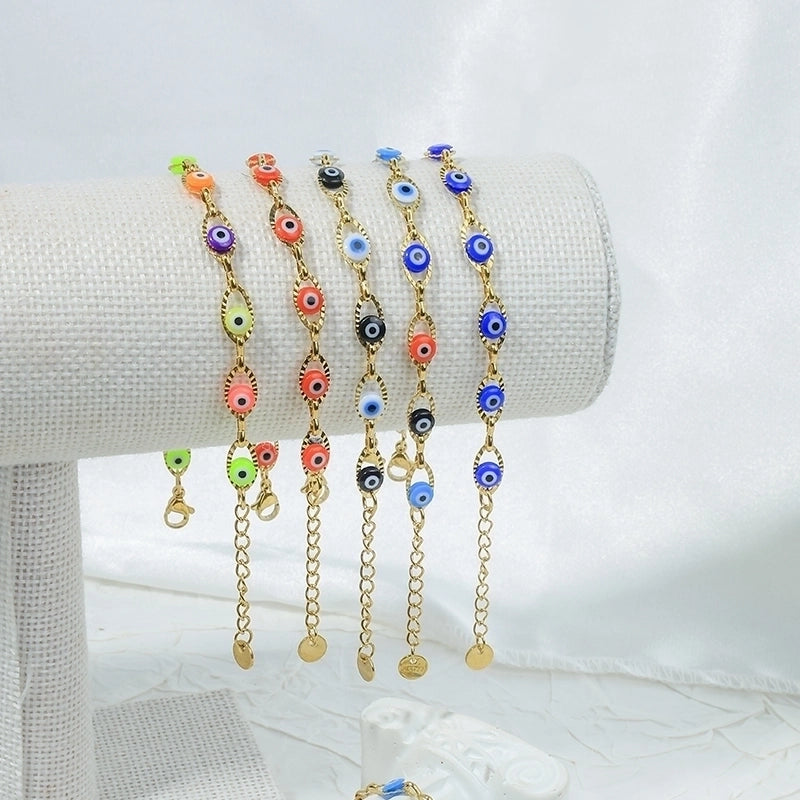 Vacation Devil’s Eye 304 Stainless Steel 14K Gold Plated Bracelets In Bulk